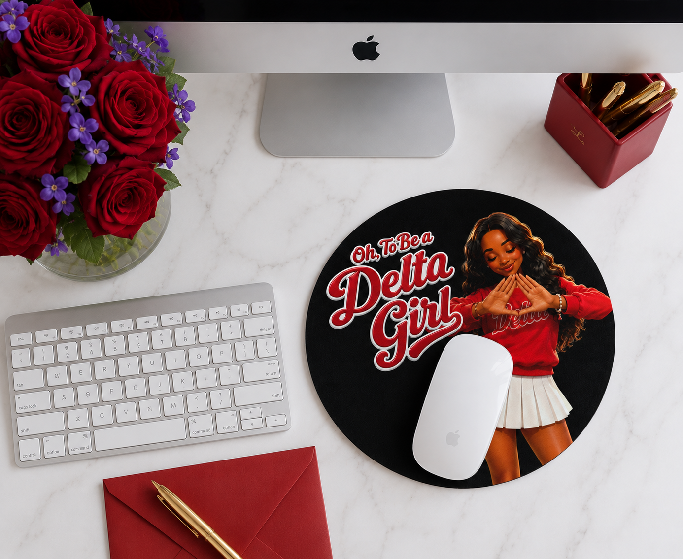 Oh, To Be A Delta Girl Round mouse pad