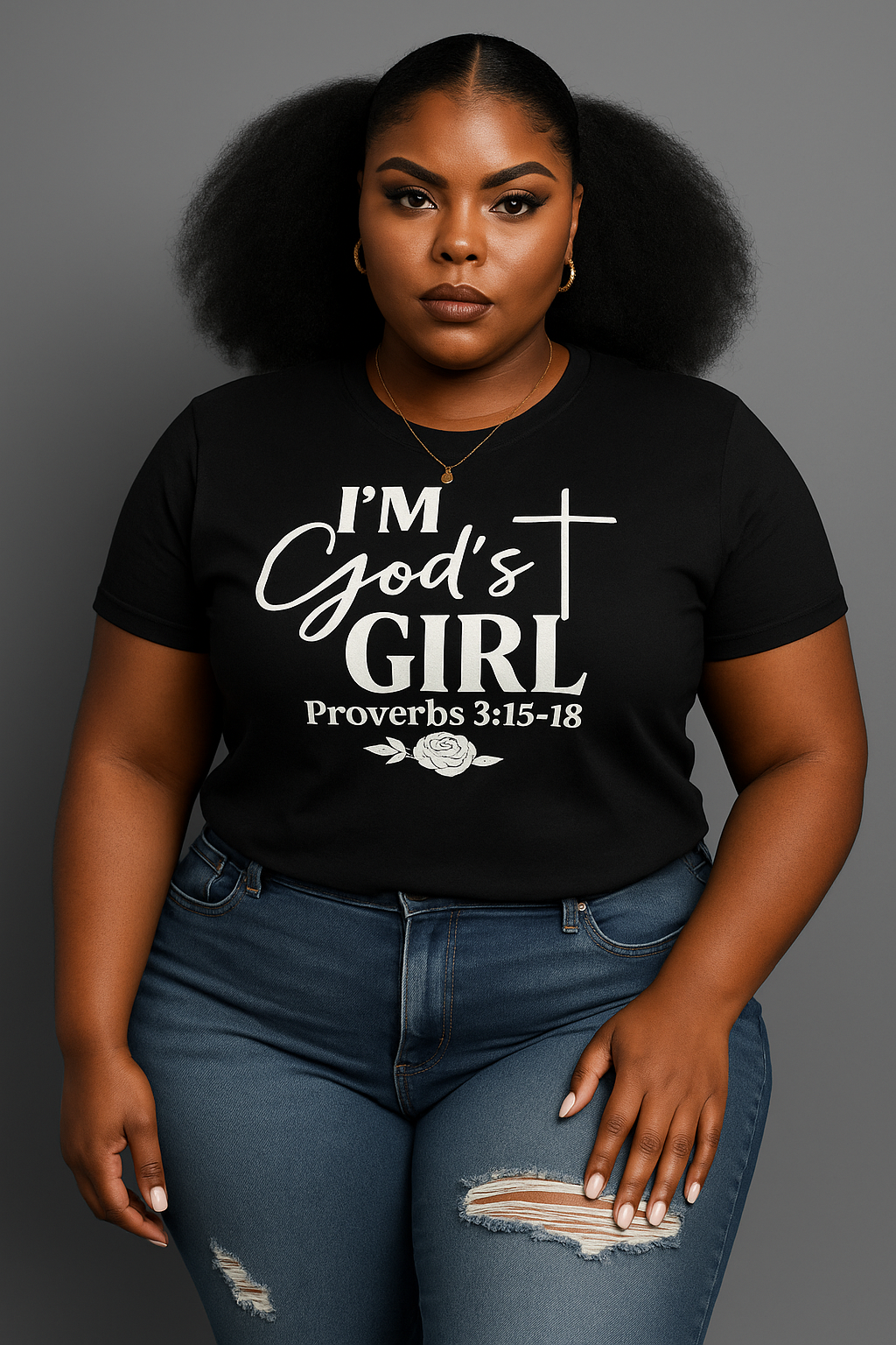 I'm GOD's Girl Proverbs 3:15-18 Black & White Tee