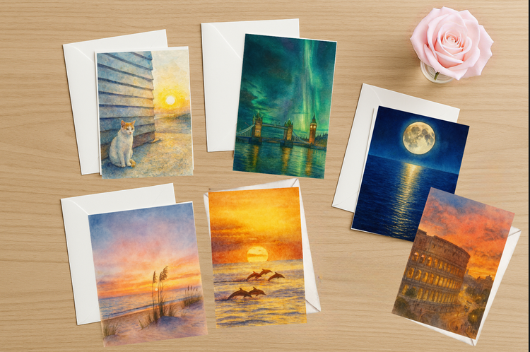 Painted Horizons -boutique stationery blank notecards