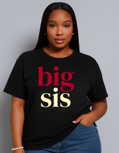 BIG SIS™ Oversized Tee — Crimson & Creme