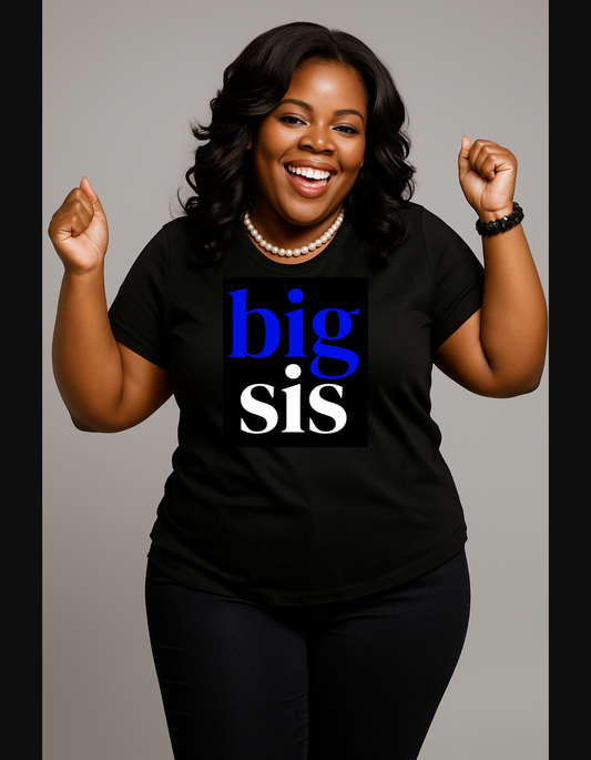 BIG SIS™ Premium Oversized Tee — Royal Blue & White