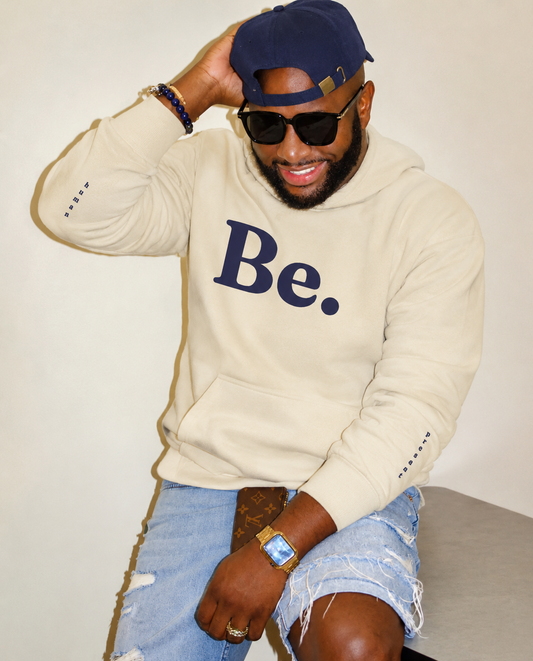 The Be. Luxury Heavyweight Hoodie | Bone & Navy
