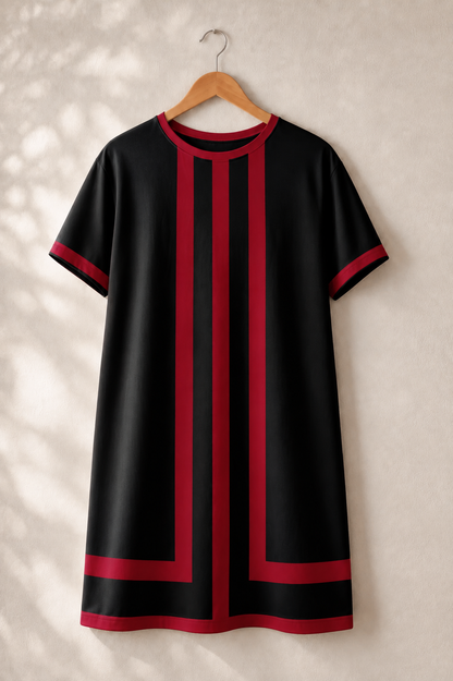 The Linea Dress - Black & Crimson