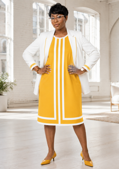 The Linea Dress - Gold & Blanc