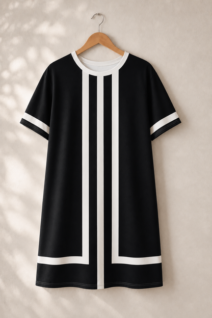 The Linea Dress - Black & Blanc