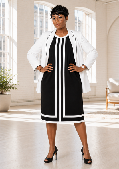 The Linea Dress - Black & Blanc