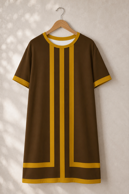 The Linea Dress - Brown & Gold