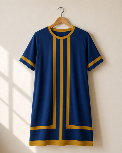 The Linea Dress - Blue & Gold
