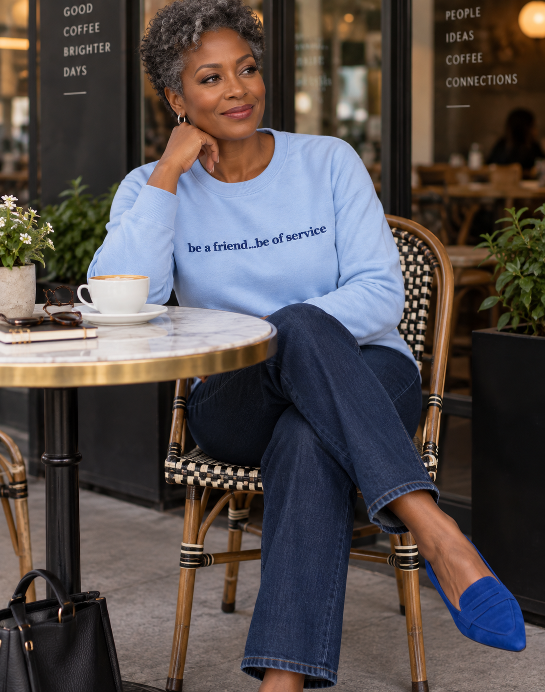 be a friend...be of service Premium embroidered sweatshirt