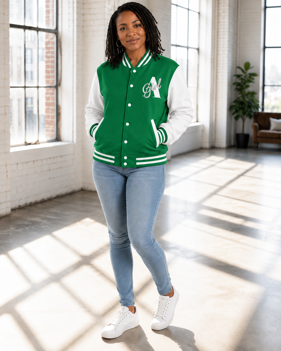 The LAMBDA GIRL Heavyweight letterman jacket
