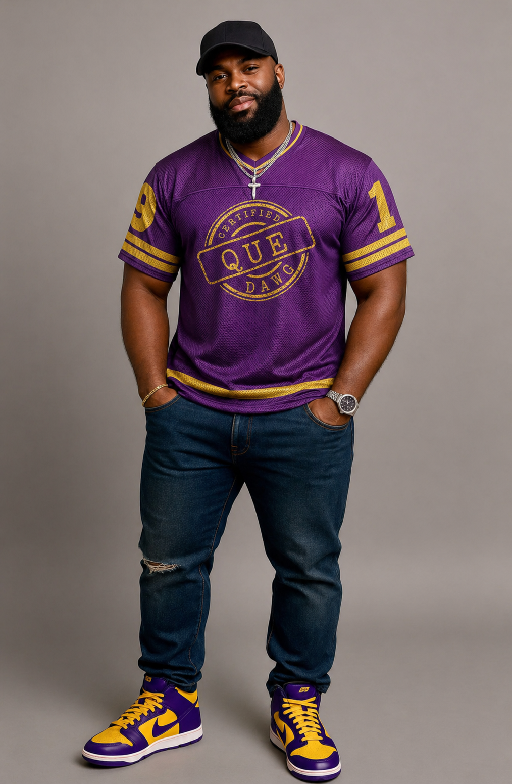 Certified QUE Boxy football jersey