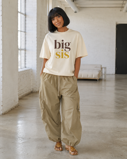 The Big Sis Brown & Gold box tee
