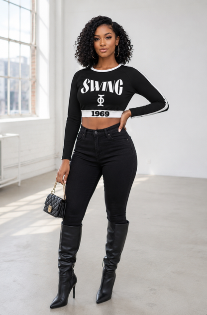 SWING 1969 long-sleeve crop top