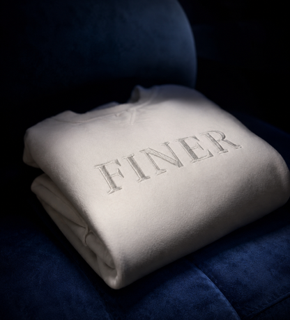 FINER. Blanc en Blanc Premium Embroidered Crewneck