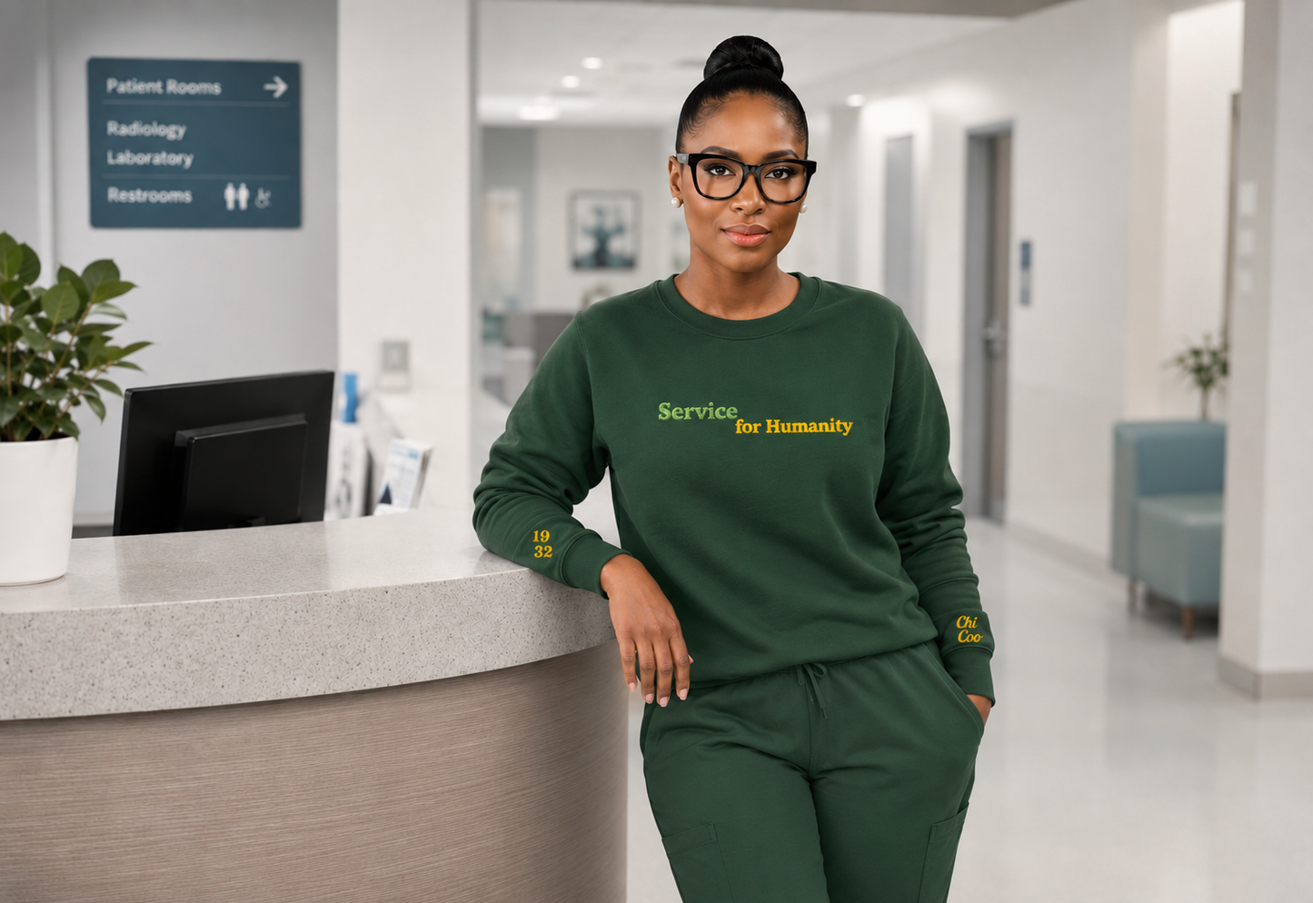 Service for Humanity Premium Embroidered Sweatshirt