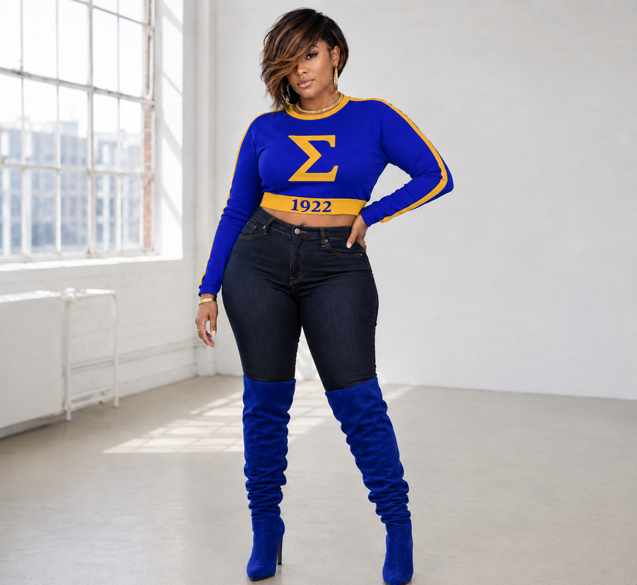 BIG SIGMA long-sleeve crop top v.1922