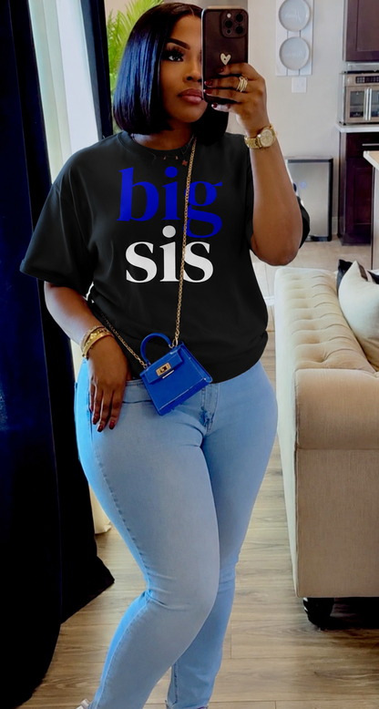 BIG SIS™  Oversized Tee — Royal Blue & White