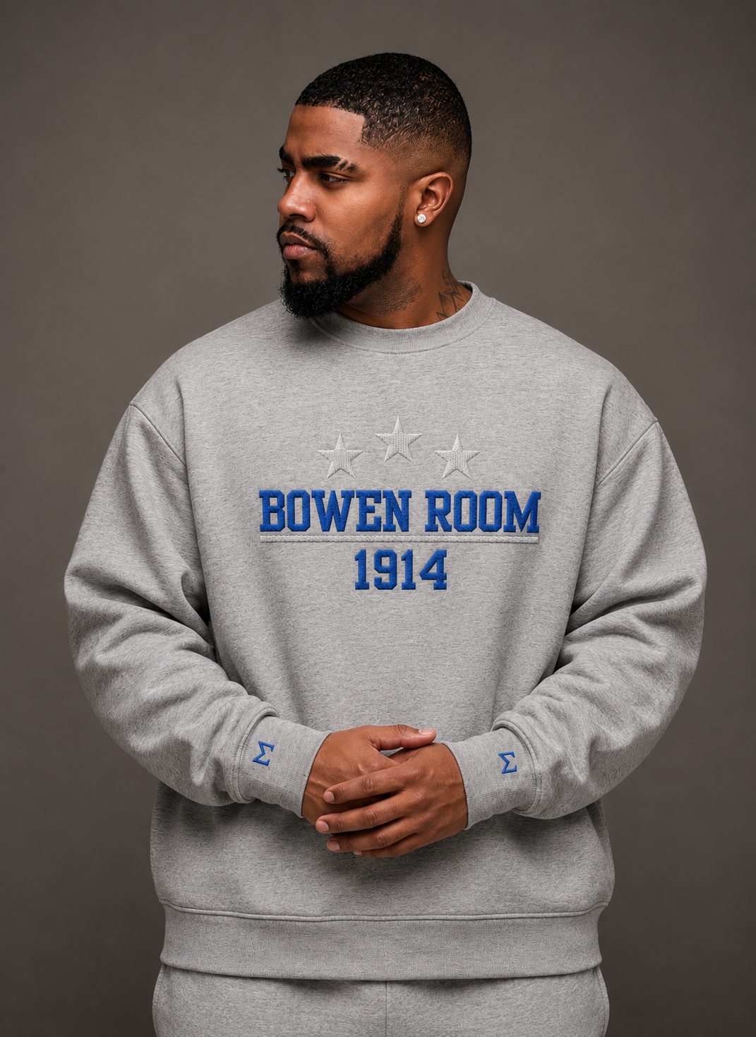 The Bowen Room – 1914 Premium Embroidered Crewneck - SILVER