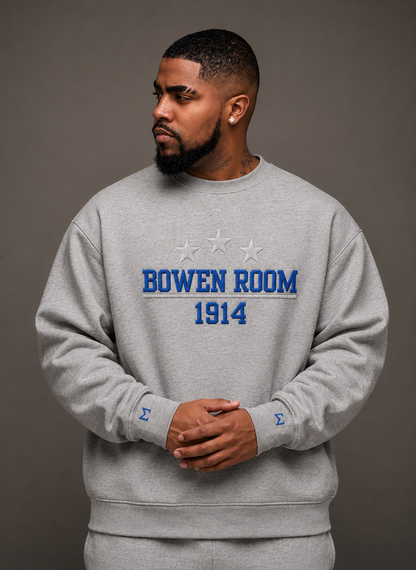 The Bowen Room – 1914 Premium Embroidered Crewneck - SILVER