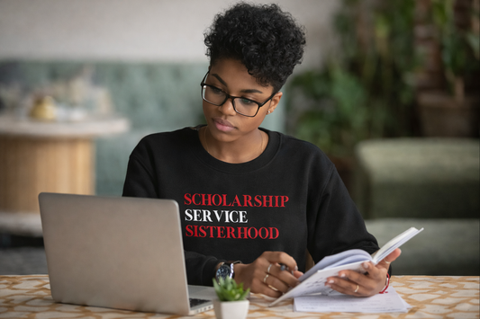 Scholarship, Service & Sisterhood Premium Embroidered Sweatshirt