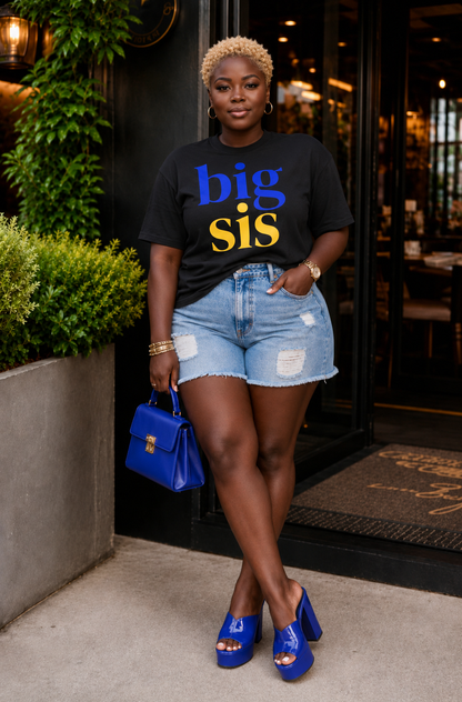 BIG SIS™  Oversized Tee — Royal Blue & Gold