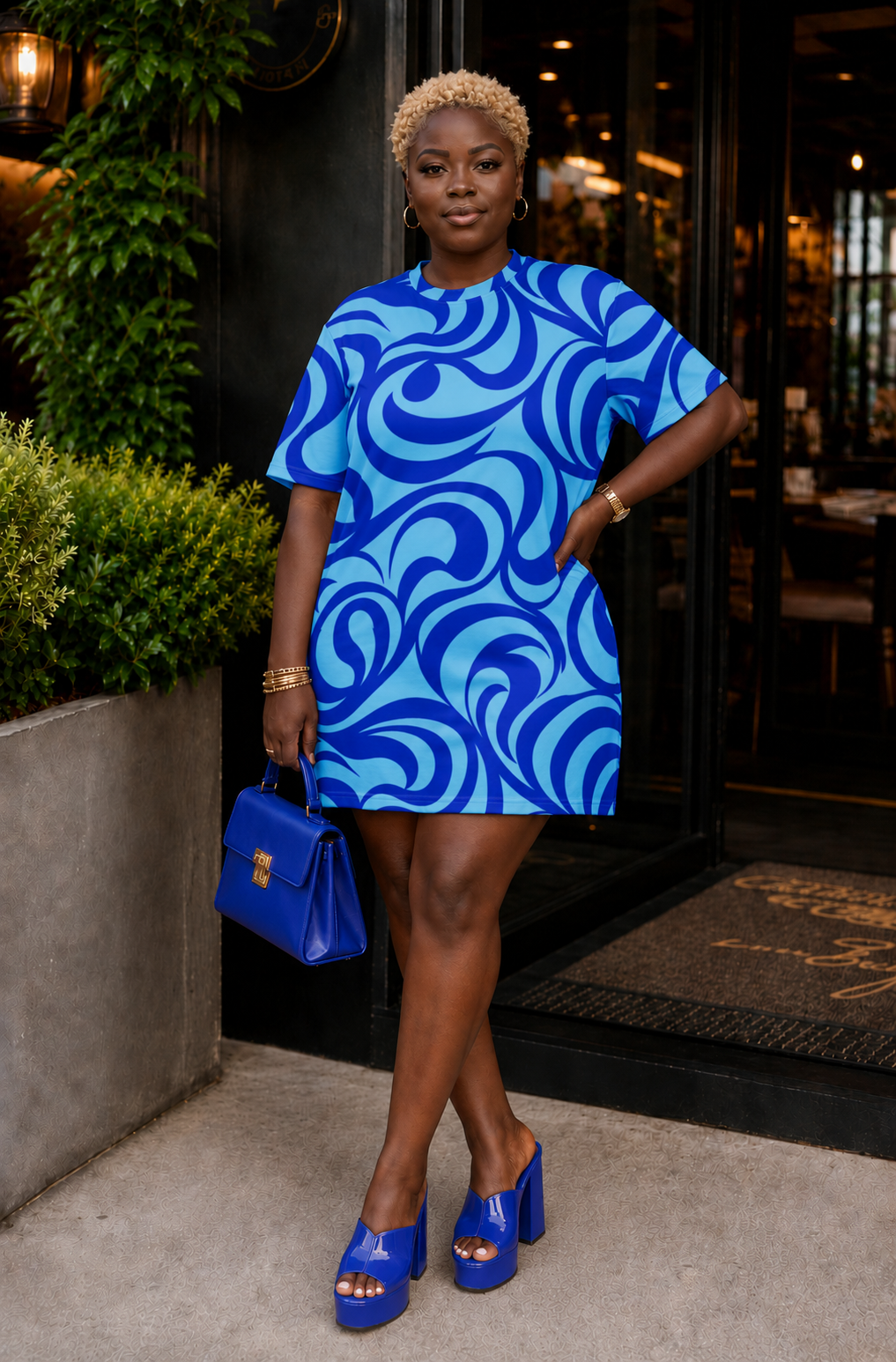The Royal Sky Summer Wave T-Shirt Dress