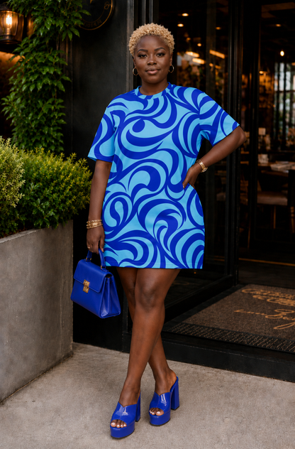 The Royal Sky Summer Wave T-Shirt Dress