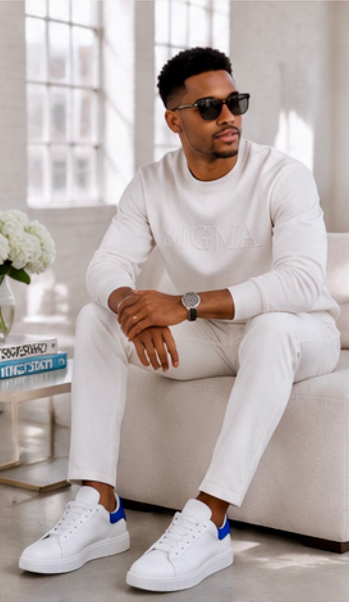 SIGMA Blanc En Blanc Premium Embroidered Crewneck