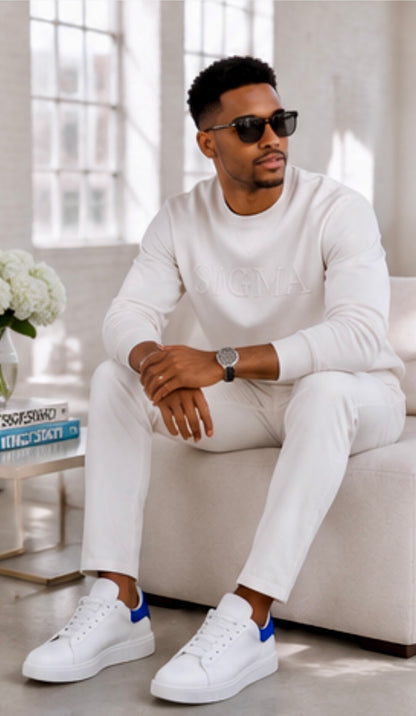 SIGMA Blanc En Blanc Premium Embroidered Crewneck