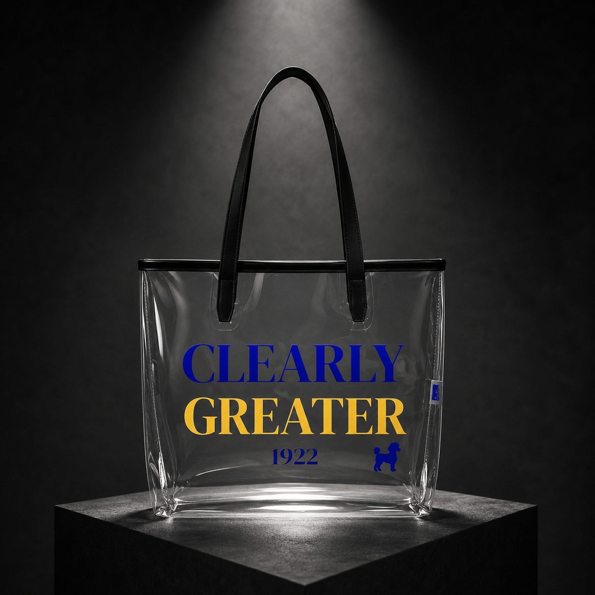 CLEARLY GREATER Clear stadium tote bag