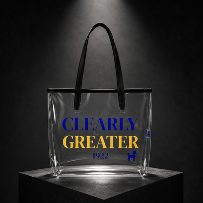 CLEARLY GREATER Clear stadium tote bag