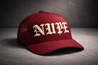 NUPE Old English Embroidered Trucker