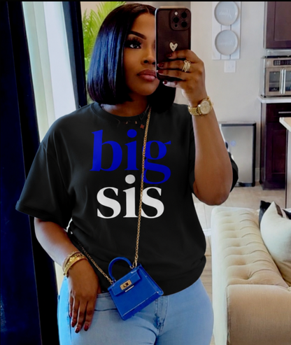 BIG SIS™  Oversized Tee — Royal Blue & White