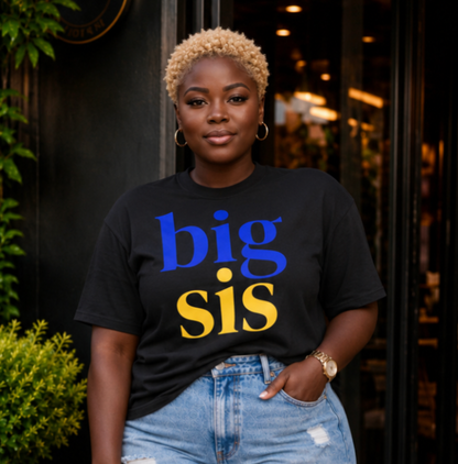 BIG SIS™  Oversized Tee — Royal Blue & Gold