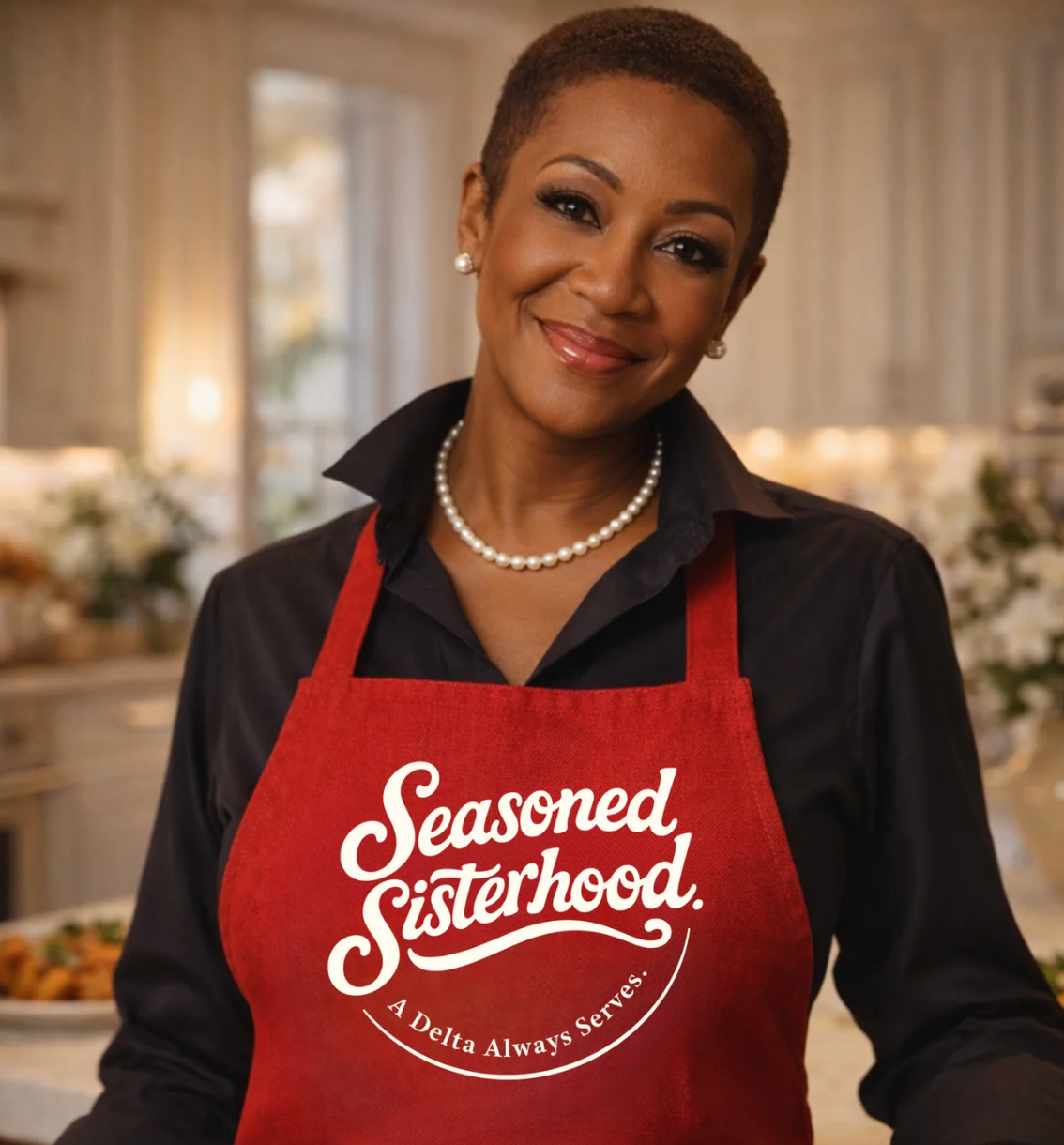 Seasoned Sisterhood-A Delta Always Serves Organic cotton apron