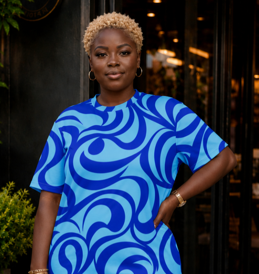The Royal Sky Summer Wave T-Shirt Dress