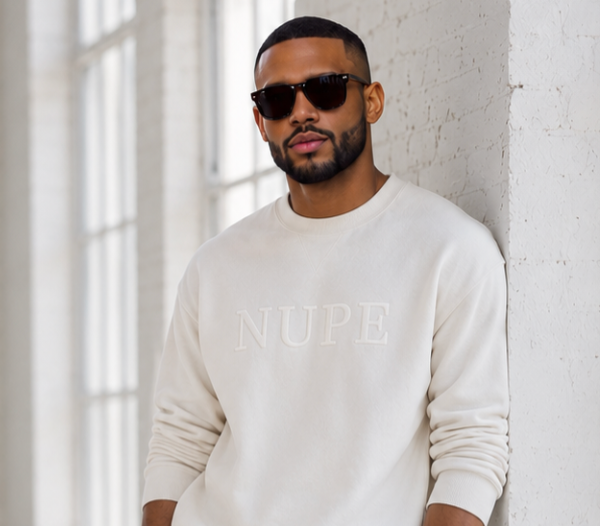NUPE. Blanc En Blanc Premium Embroidered Crewneck
