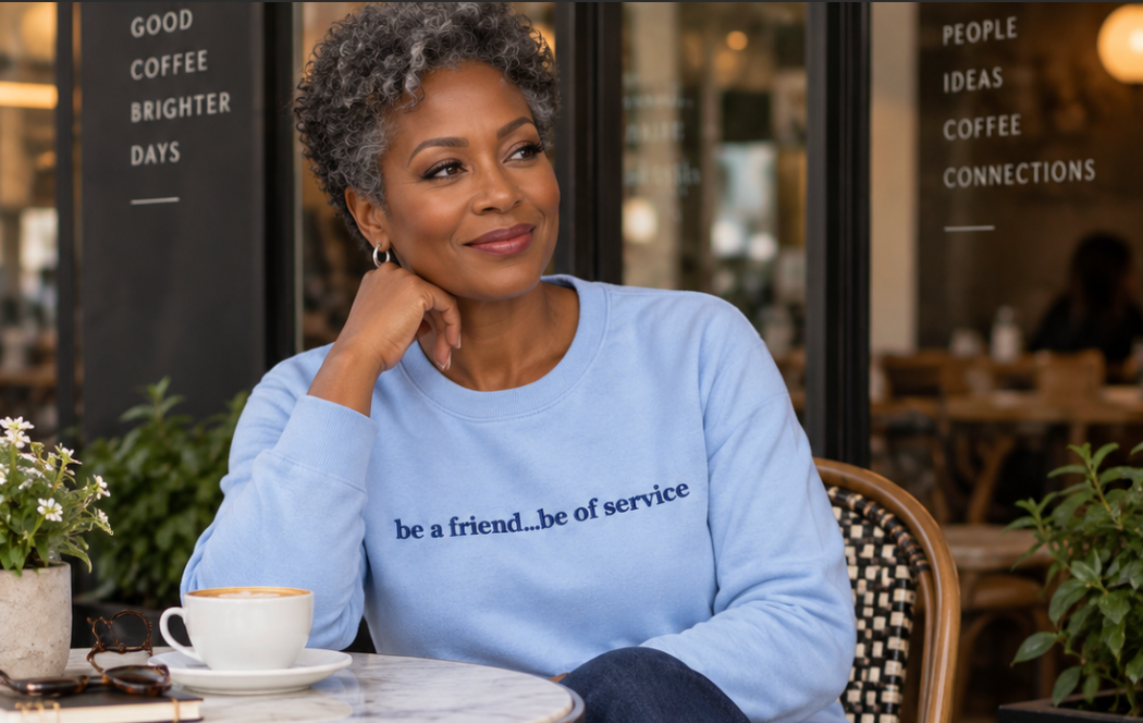 be a friend...be of service Premium embroidered sweatshirt