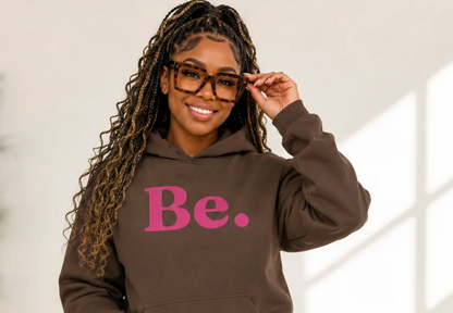 The Be. Luxury Heavyweight Hoodie | Chocolate & Hot Pink