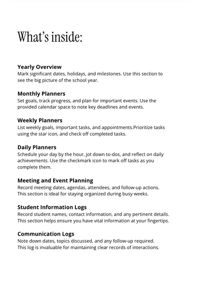 ACHIEVE. Administrator's Planner