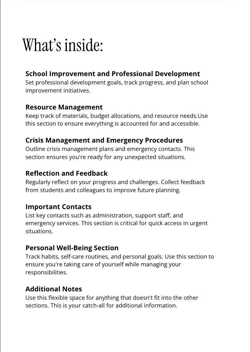 ACHIEVE. Administrator's Planner