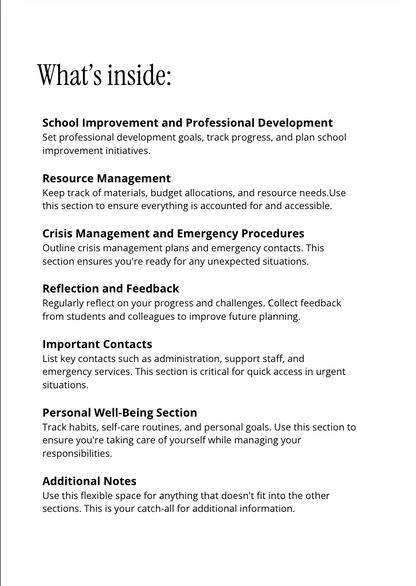 ACHIEVE. Administrator's Planner